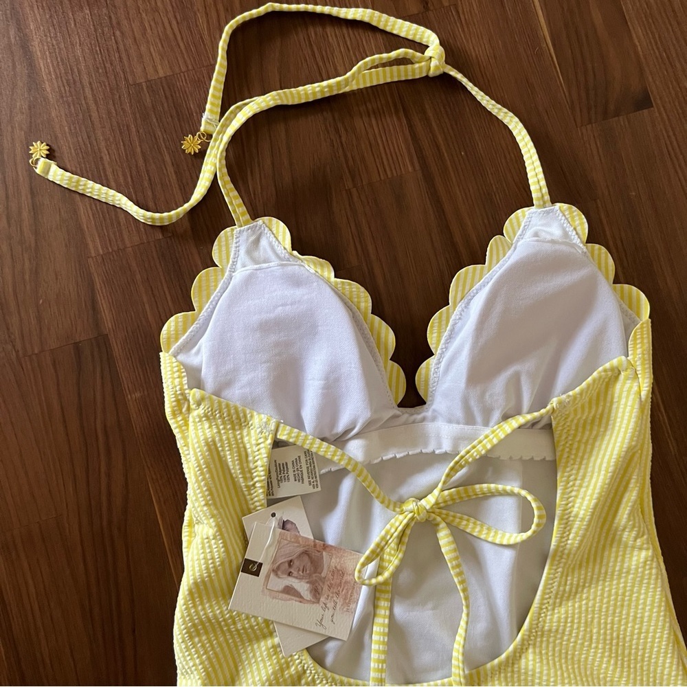NWT Jessica Simpson Lemon Yellow Scalloped One Piece Swimsuit, size S - Picture 10 of 15